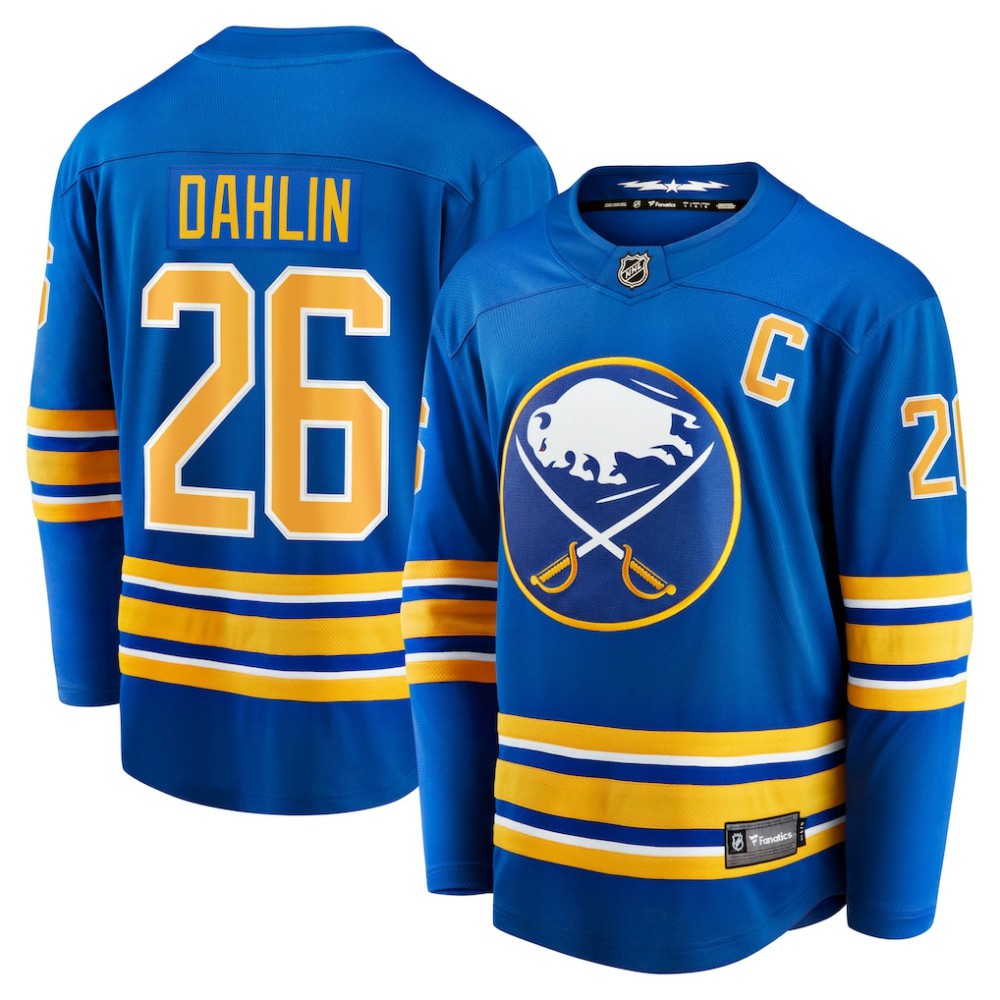 Rasmus Dahlin Buffalo Sabres Fanatics Home Captain Patch Breakaway Jersey - Royal - NHL