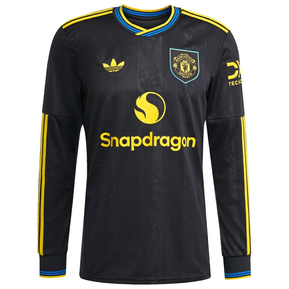 Mason Mount Manchester United 2025/26 Third Replica Long Sleeve Player Jersey Black | Adidas Sale