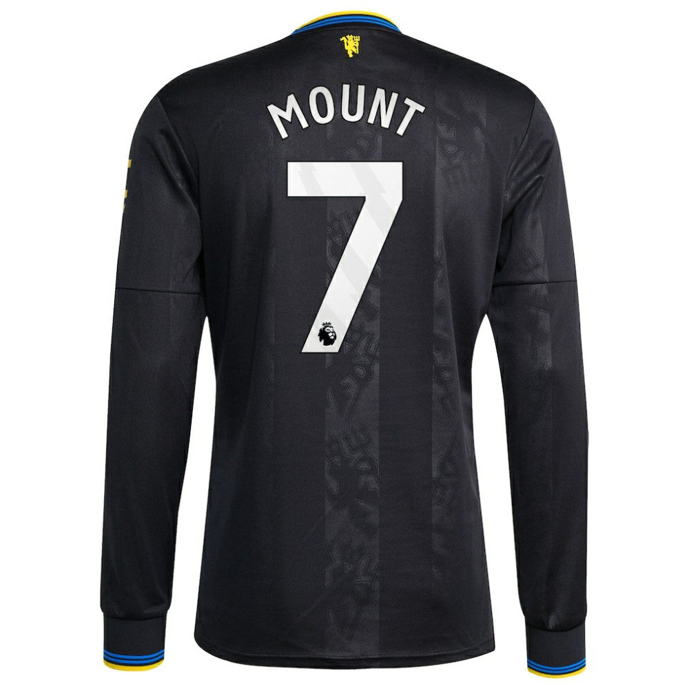 Mason Mount Manchester United 2025/26 Third Replica Long Sleeve Player Jersey Black | Adidas Sale