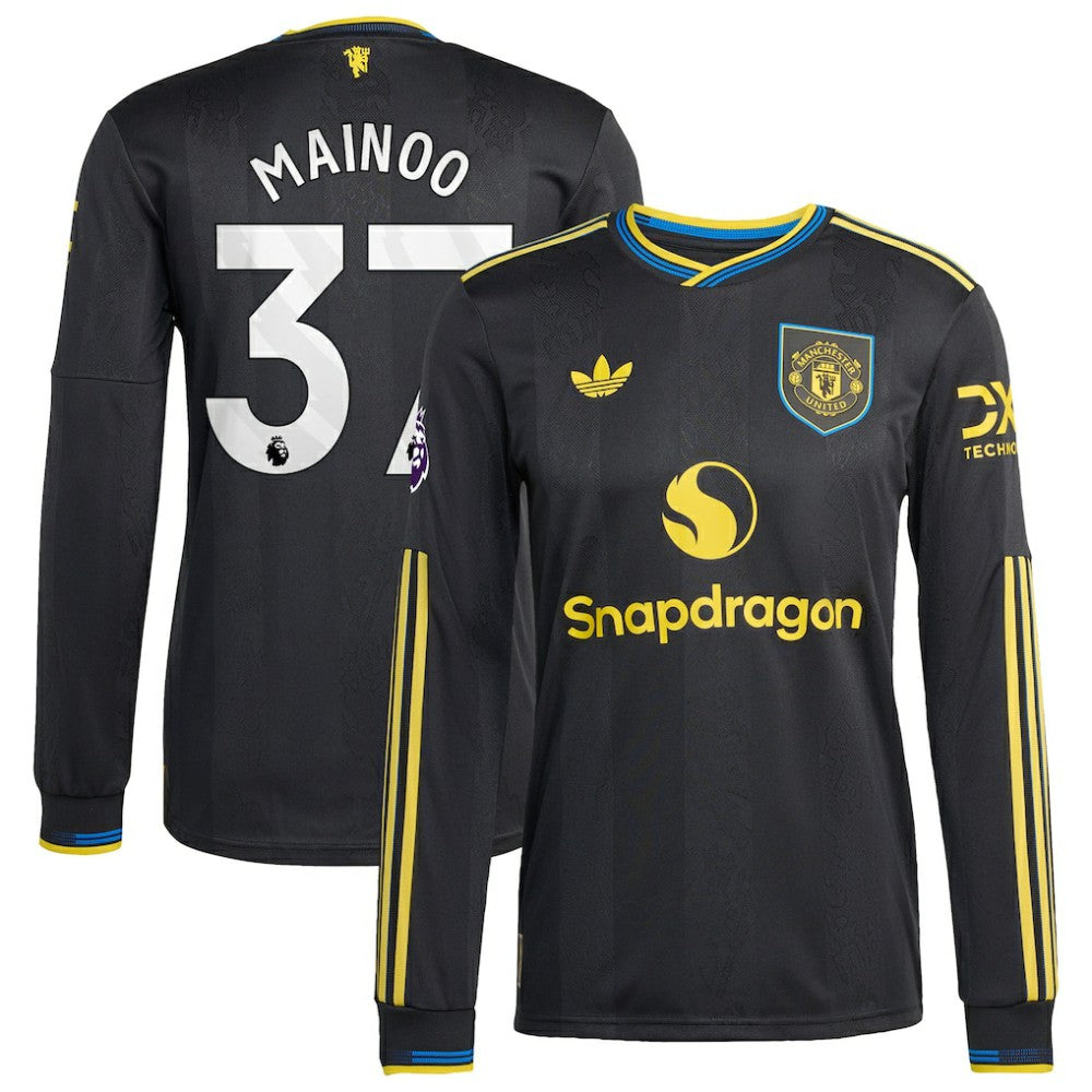Kobbie Mainoo Manchester United 2025/26 Third Long Sleeve Player Jersey Black | Adidas