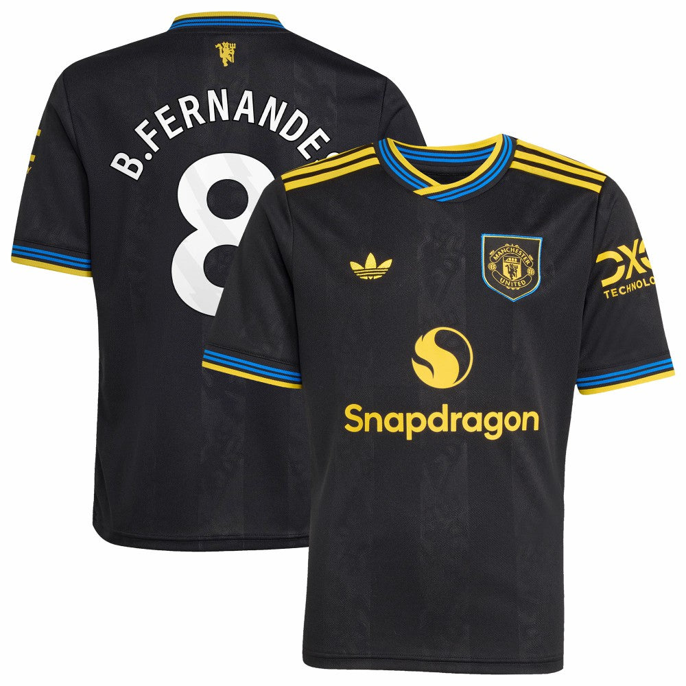 Bruno Fernandes Manchester United Youth 2025/26 Third Replica Player Jersey Black | Adidas Sale