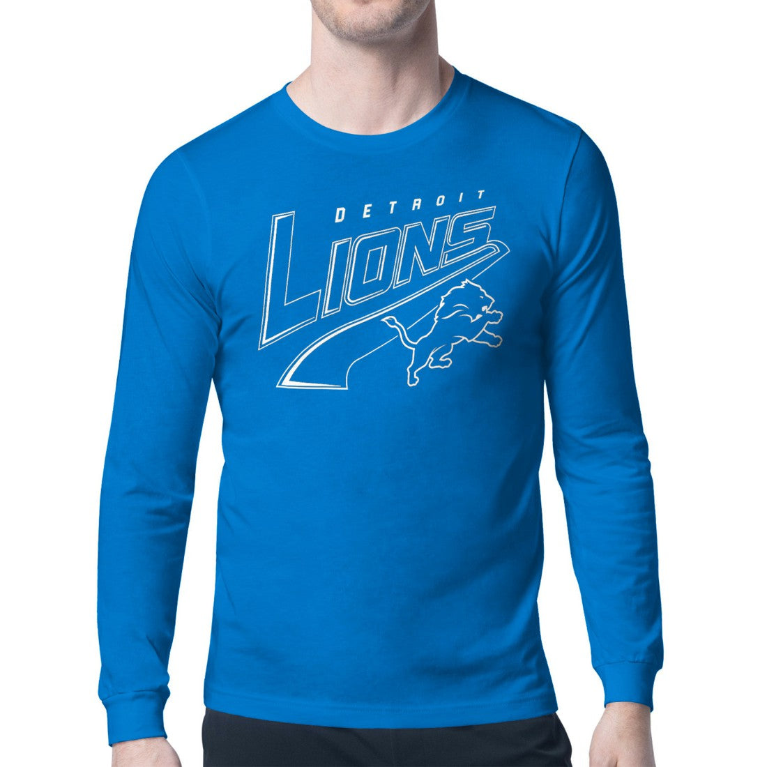 Detroit Lions Starter Modern Tailsweep Graphic Long Sleeve T-Shirt Blue | NFL