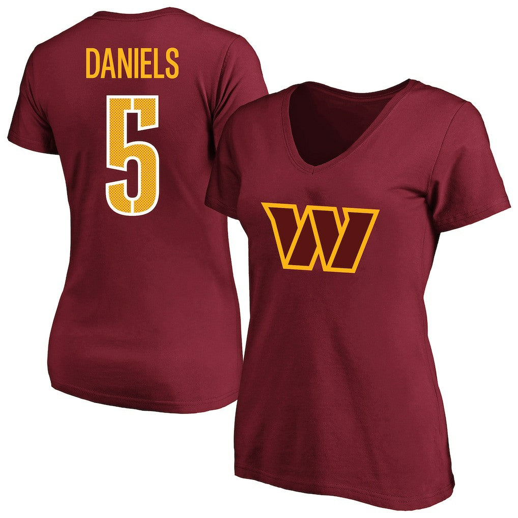 Jayden Daniels Washington Commanders Women's Plus Size Name & Number T-Shirt Burgundy | Fanatics