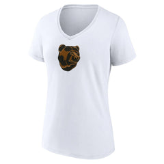 Boston Bruins Women's Primary Logo V-Neck T-Shirt - White - NHL