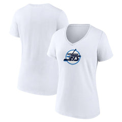 Winnipeg Jets Women's Primary Logo V-Neck T-Shirt - White - NHL