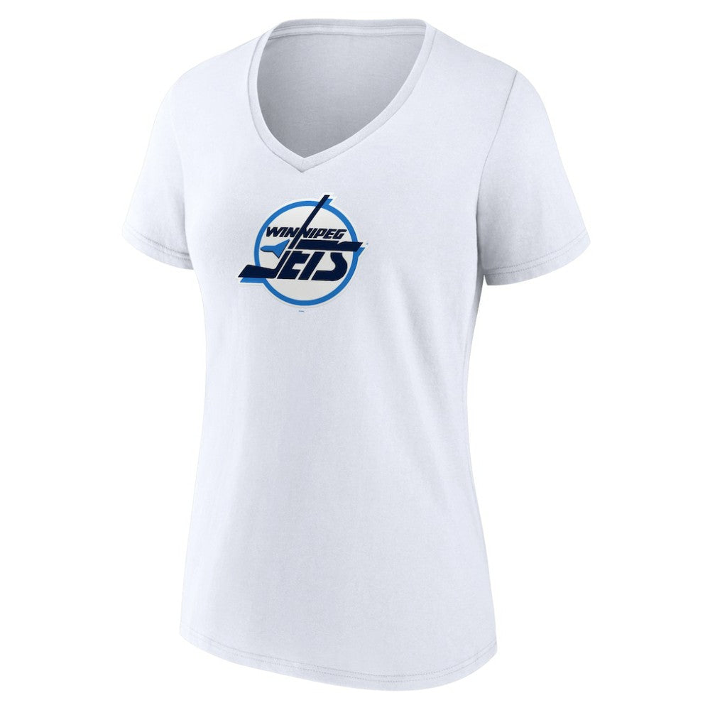 Winnipeg Jets Women's Primary Logo V-Neck T-Shirt - White - NHL