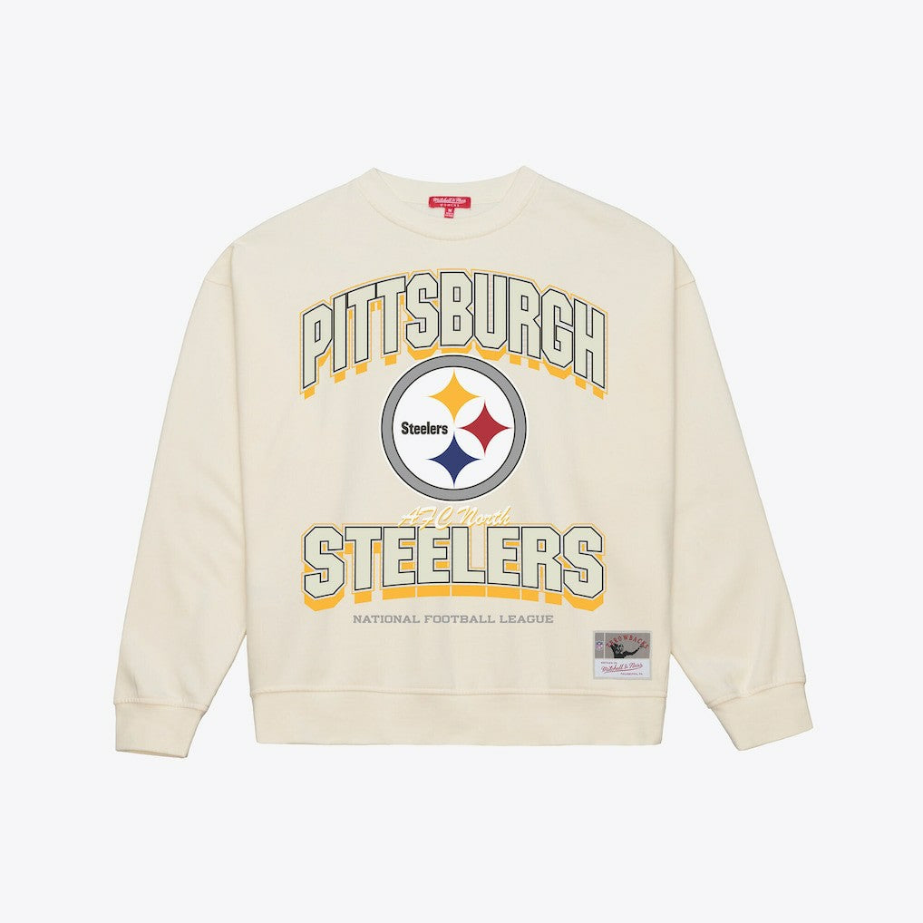 Pittsburgh Steelers Women's Tonal Arch Sweatshirt Cream | Mitchell & Ness
