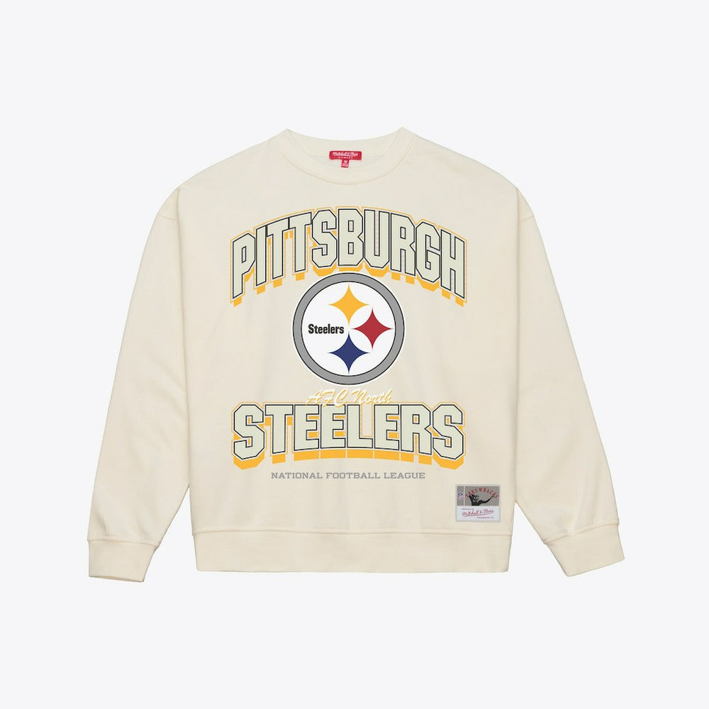 Pittsburgh Steelers Women's Tonal Arch Sweatshirt Cream | Mitchell & Ness