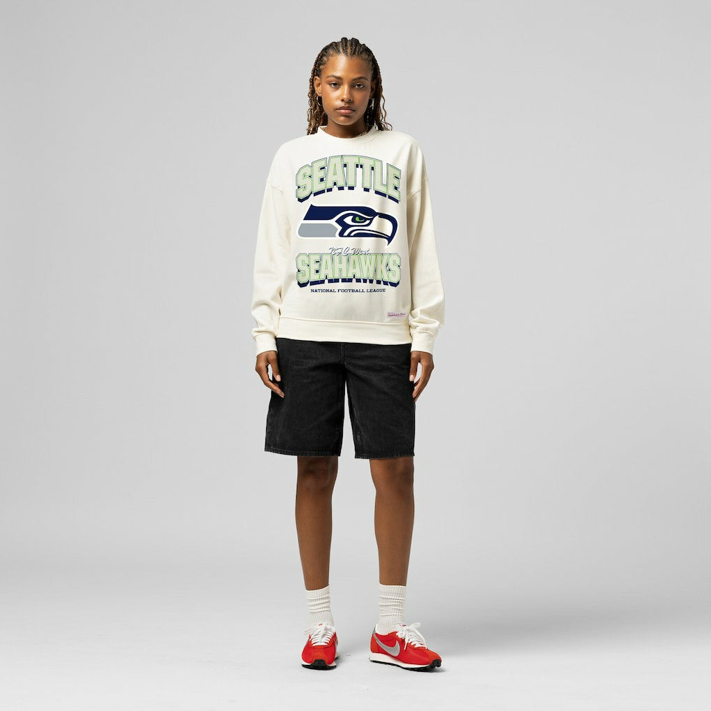Seattle Seahawks Women's Tonal Arch Sweatshirt Cream | Mitchell & Ness