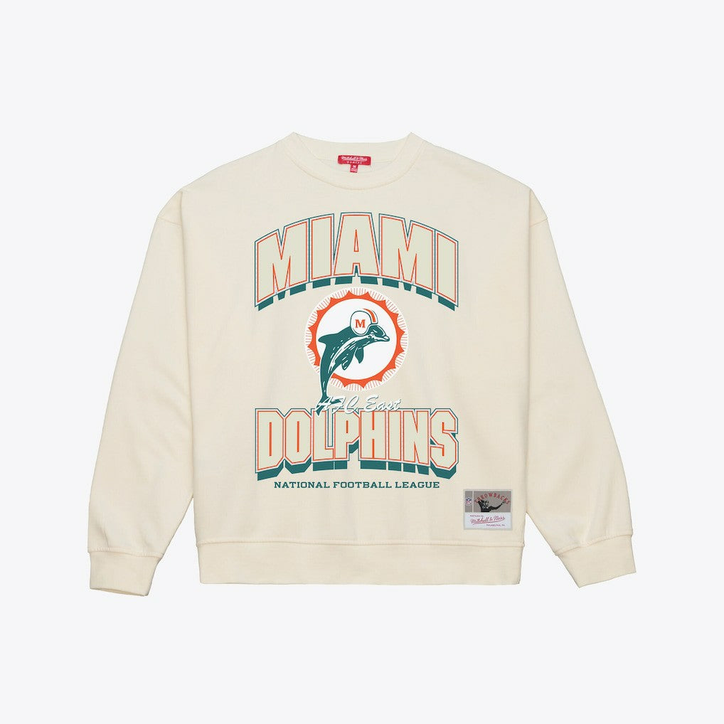 Miami Dolphins Women's Tonal Arch Sweatshirt Cream | Mitchell & Ness