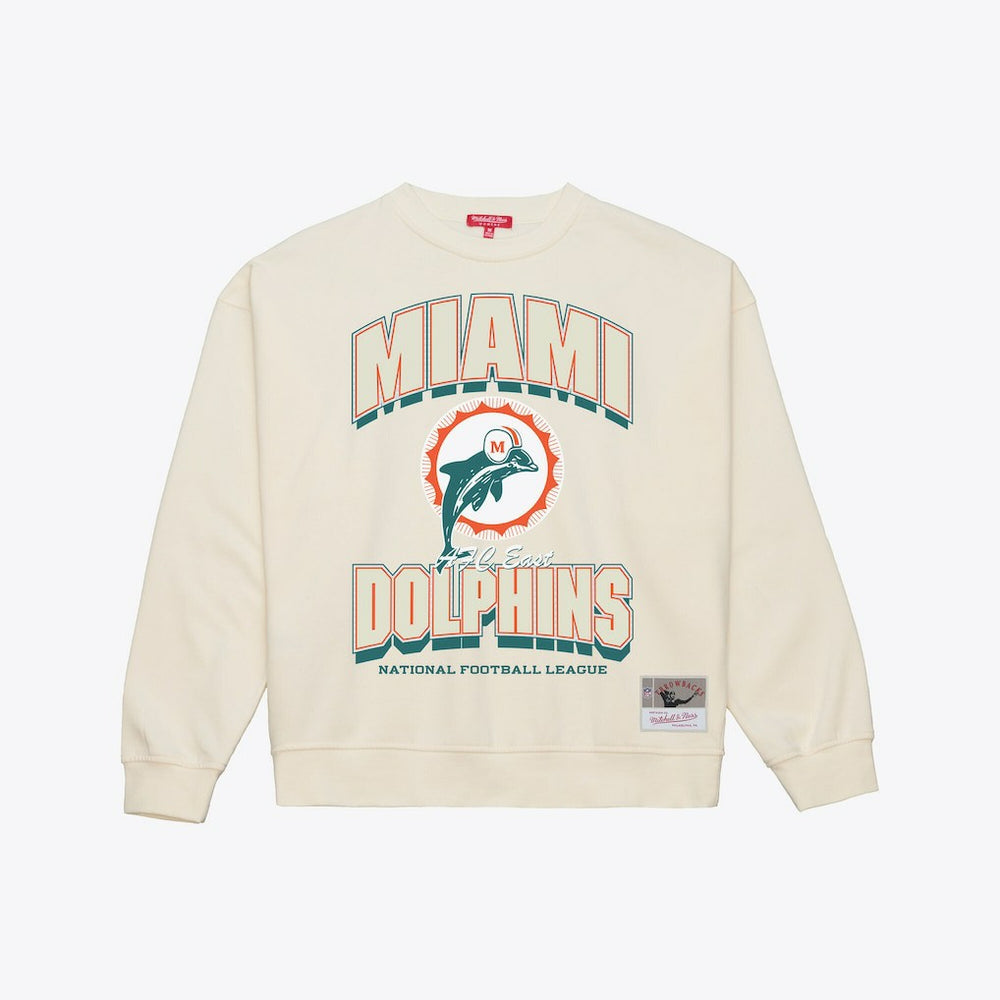 Miami Dolphins Women's Tonal Arch Sweatshirt Cream | Mitchell & Ness