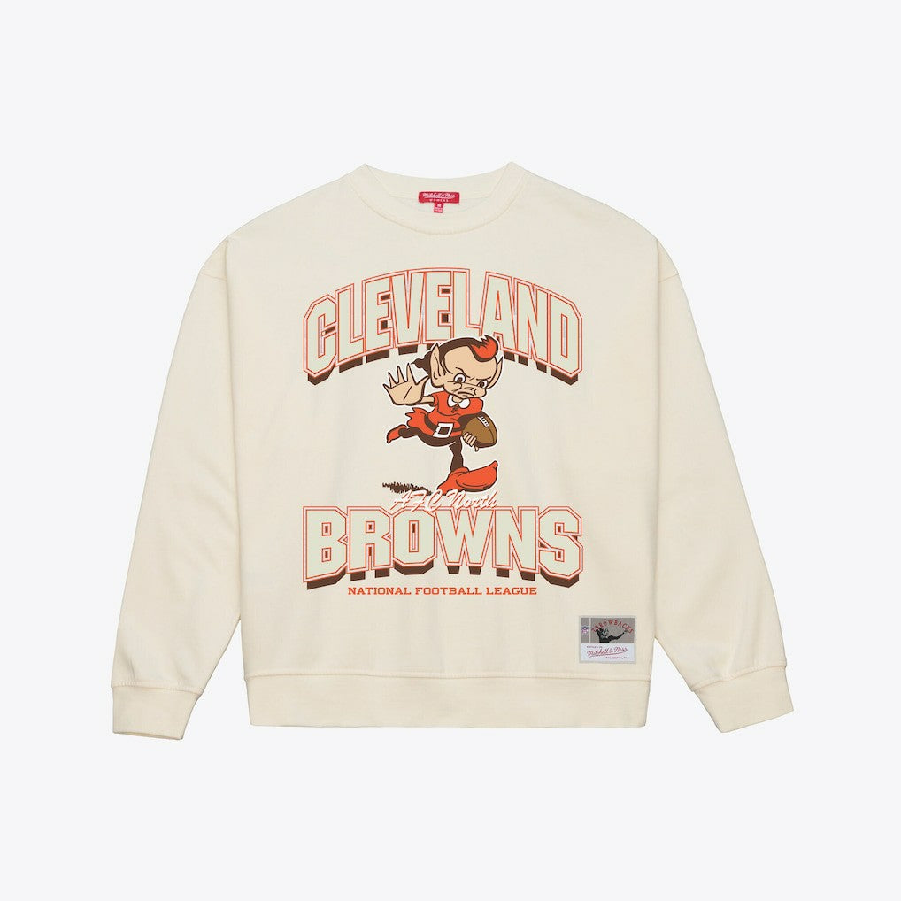 Cleveland Browns Women's Tonal Arch Sweatshirt Cream | Mitchell & Ness