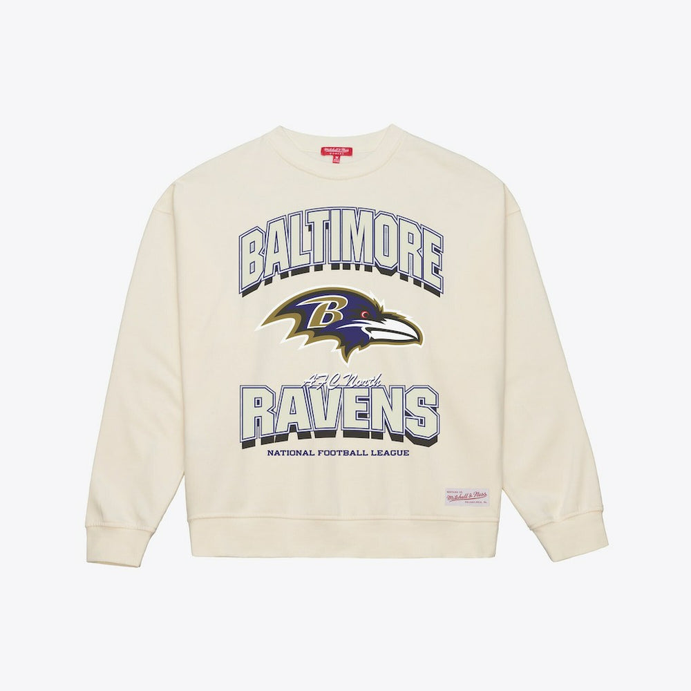 Baltimore Ravens Women's Tonal Arch Sweatshirt Cream | Mitchell & Ness