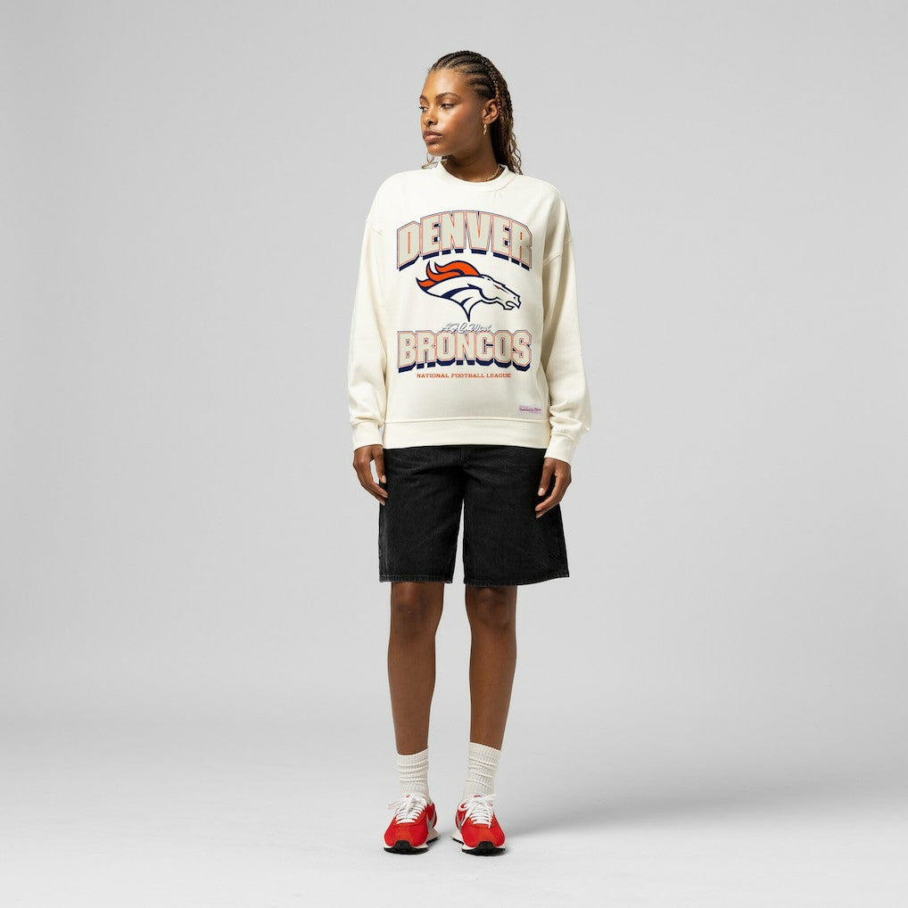 Denver Broncos Women's Tonal Arch Sweatshirt Cream | Mitchell & Ness
