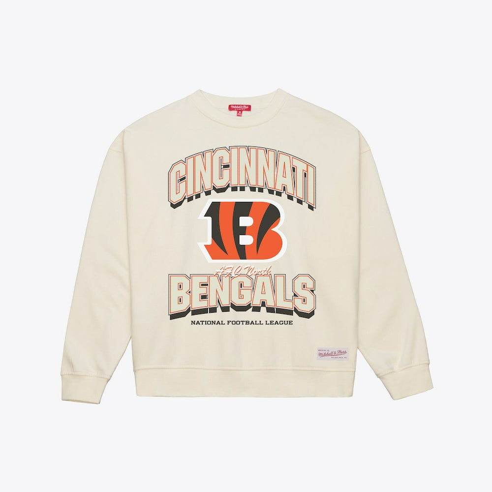 Cincinnati Bengals Women's Tonal Arch Sweatshirt Cream | Mitchell & Ness