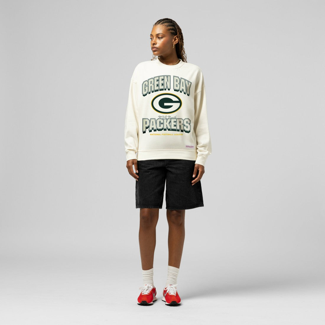 Green Bay Packers Women's Tonal Arch Sweatshirt Cream | Mitchell & Ness