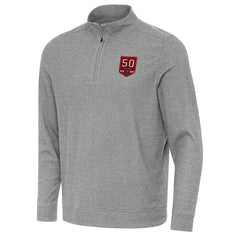 Tampa Bay Buccaneers Antigua 50th Season Subtle Quarter-Zip Sweatshirt Heather Black | NFL
