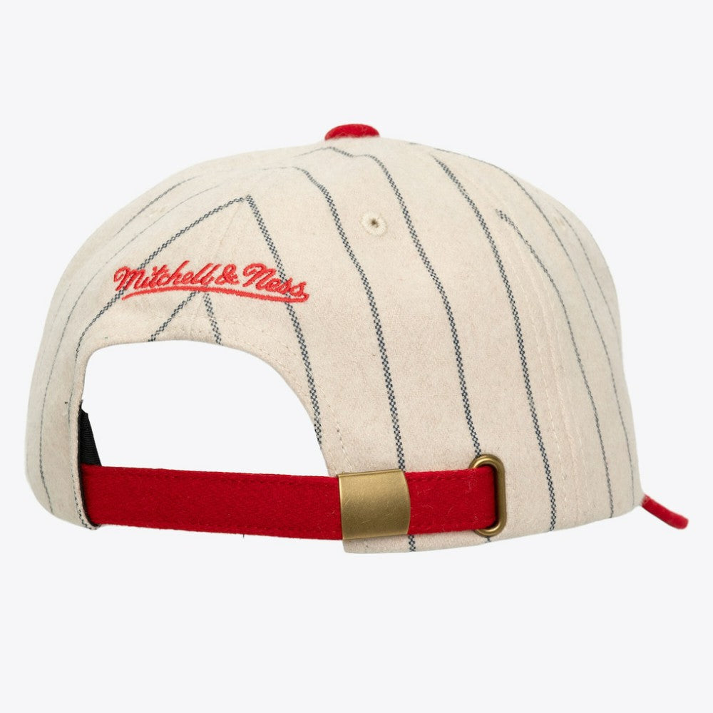Boston Red Sox Mitchell & Ness Unisex Vintage Ground Melton Wool Pinstripe Adjustable Hat - MLB