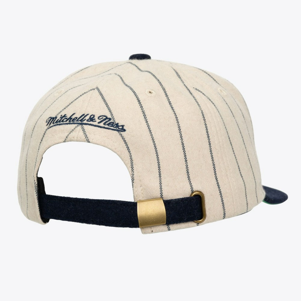 Chicago Cubs Mitchell & Ness Unisex Vintage Ground Melton Wool Pinstripe Adjustable Hat - MLB
