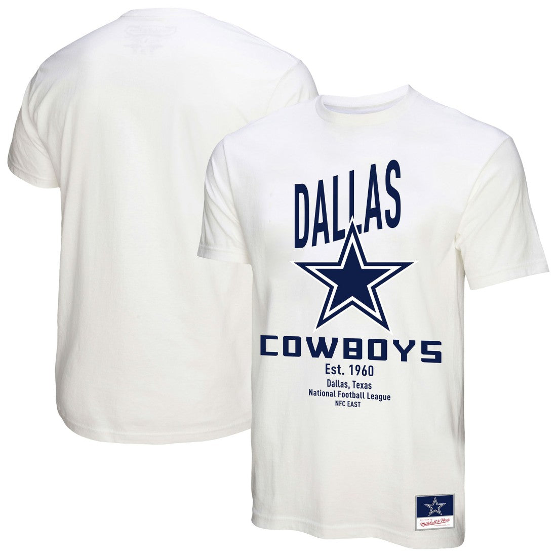 Dallas Cowboys Women's Logo Rise Boyfriend T-Shirt White | Mitchell & Ness