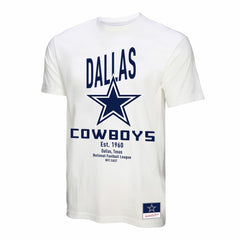 Dallas Cowboys Women's Logo Rise Boyfriend T-Shirt White | Mitchell & Ness