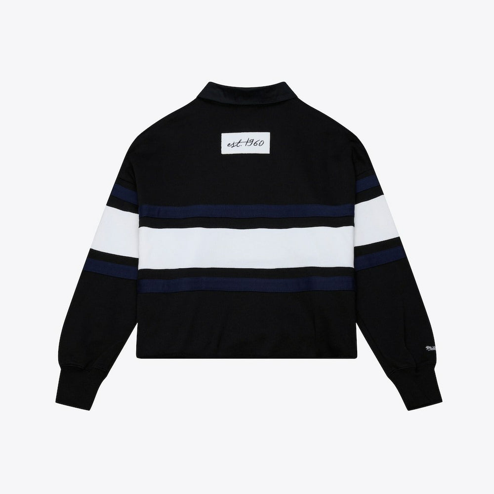 Dallas Cowboys Women's Cropped Long Sleeve Rugby Polo Black | Mitchell & Ness