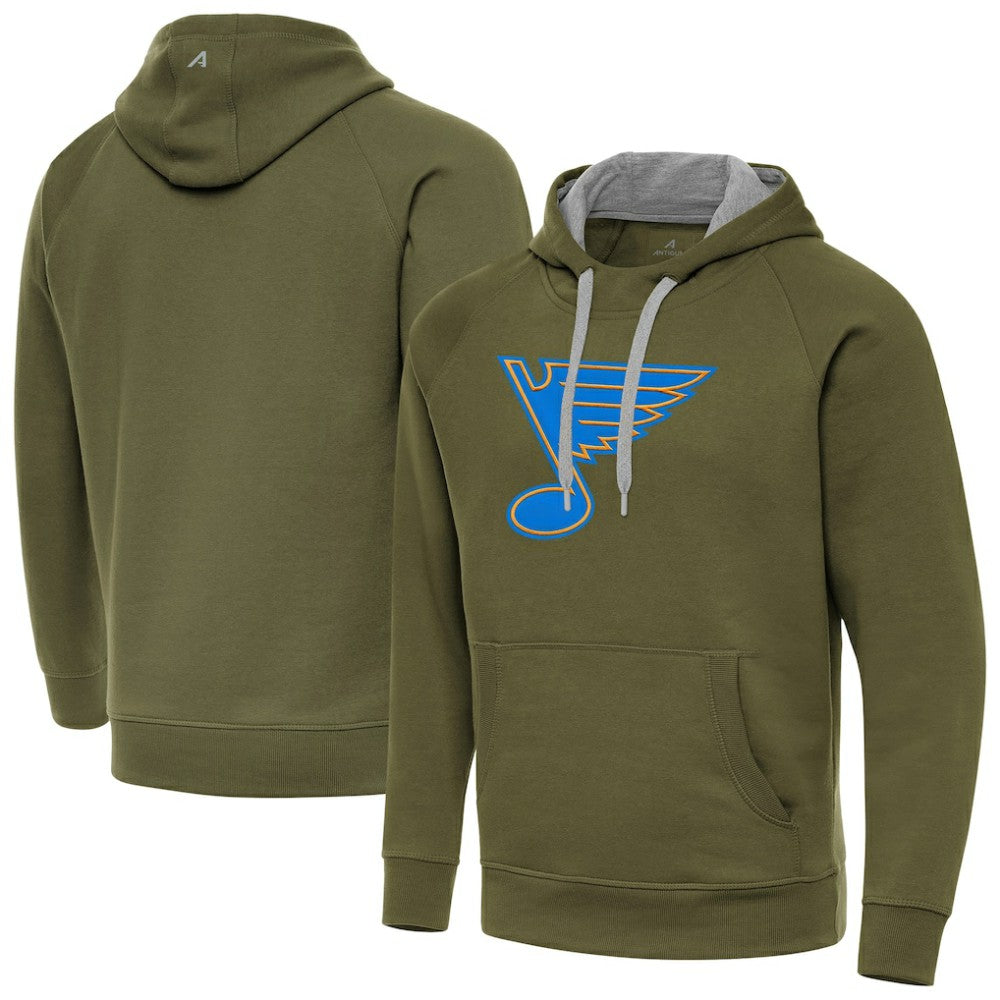 St. Louis Blues Antigua Victory Pullover Hoodie - Olive - NHL