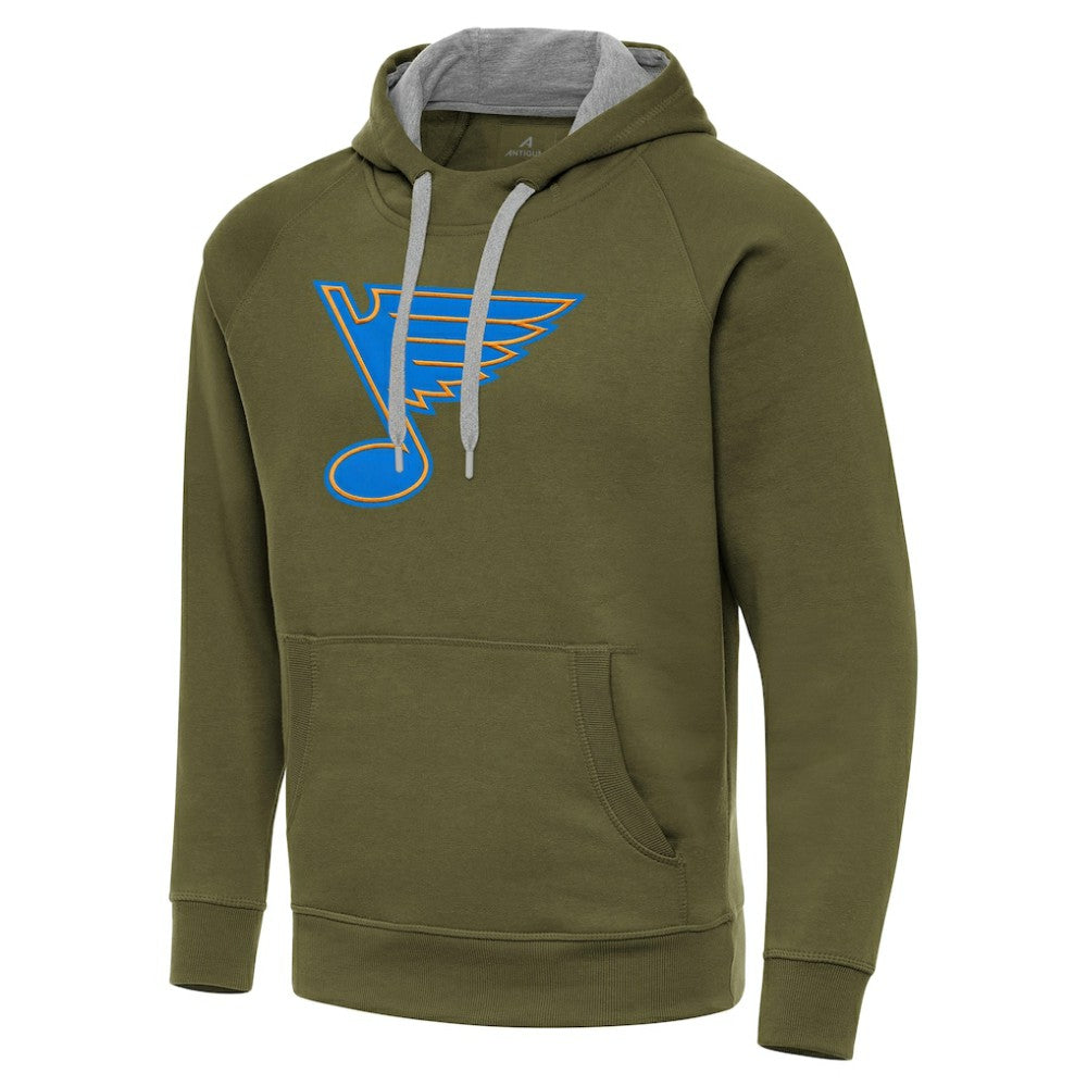 St. Louis Blues Antigua Victory Pullover Hoodie - Olive - NHL