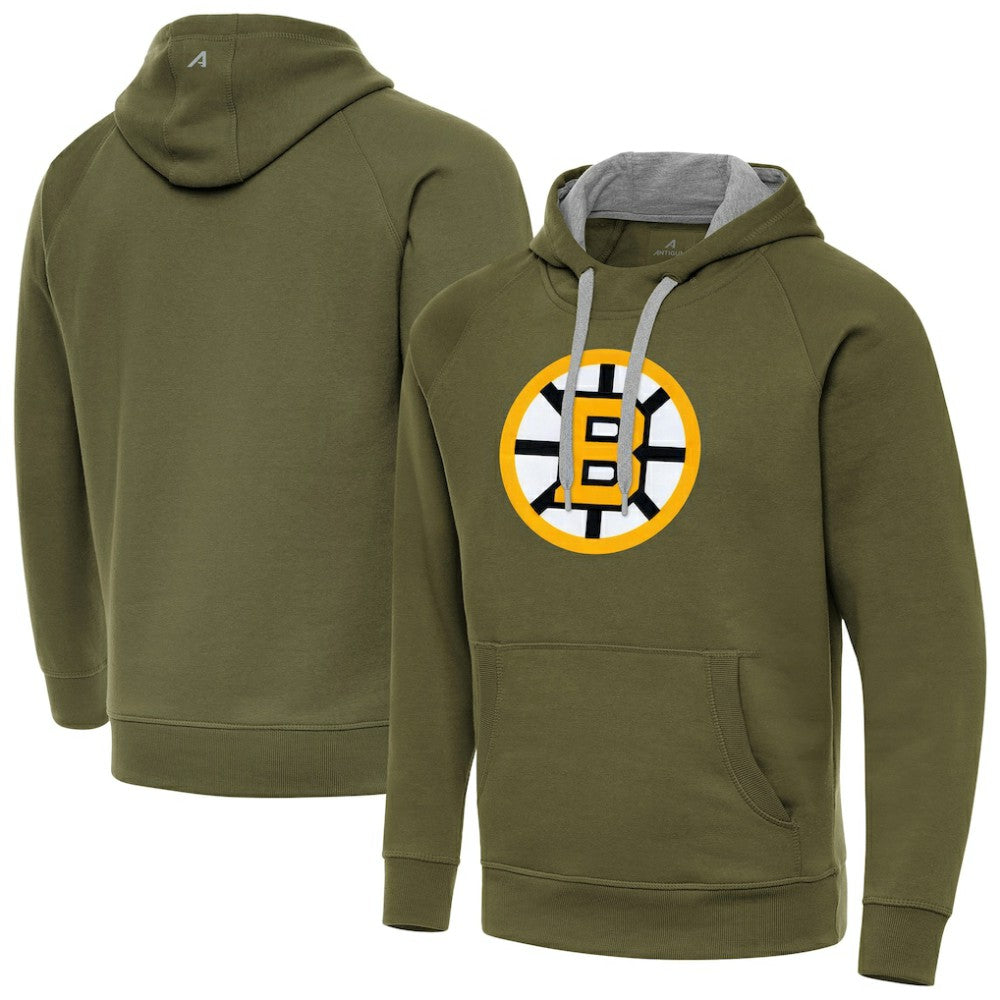 Boston Bruins Antigua Victory Pullover Hoodie - Olive - NHL