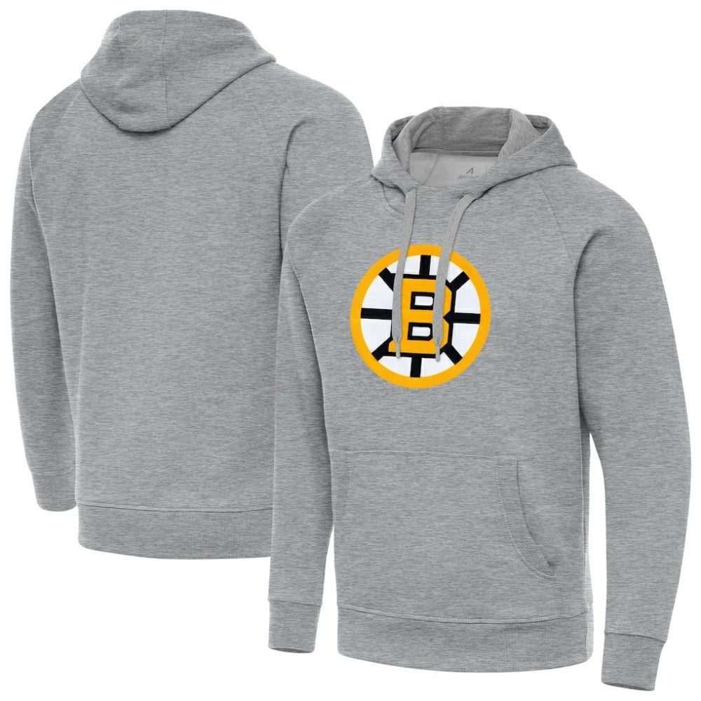 Boston Bruins Antigua Victory Pullover Hoodie - Heather Gray - NHL