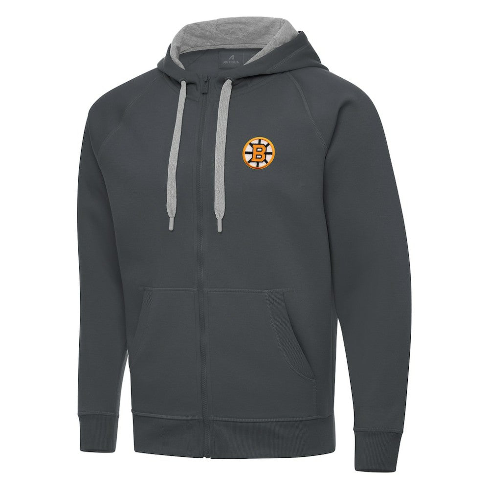 Boston Bruins Antigua Victory Full-Zip Hoodie - Charcoal - NHL