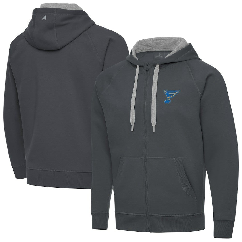 St. Louis Blues Antigua Victory Full-Zip Hoodie - Charcoal - NHL