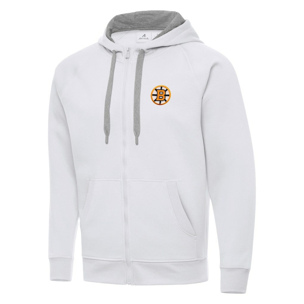 Boston Bruins Antigua Victory Full-Zip Hoodie - White - NHL