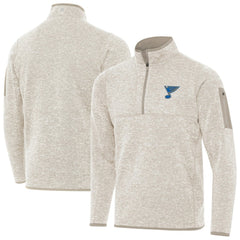 St. Louis Blues Antigua Fortune Quarter-Zip Pullover Jacket - Oatmeal - NHL