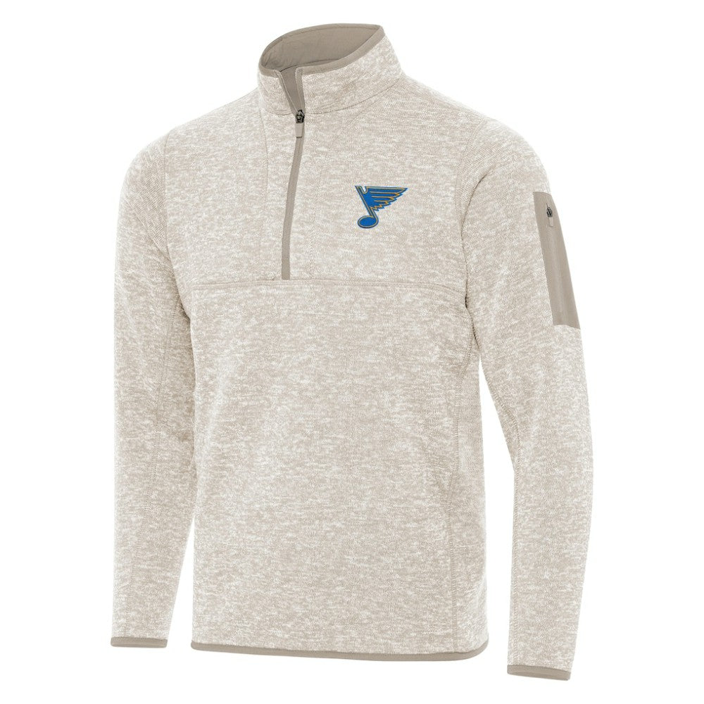 St. Louis Blues Antigua Fortune Quarter-Zip Pullover Jacket - Oatmeal - NHL