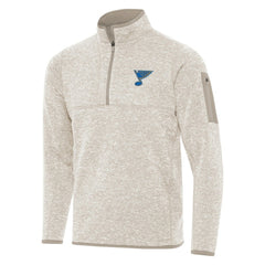St. Louis Blues Antigua Fortune Quarter-Zip Pullover Jacket - Oatmeal - NHL