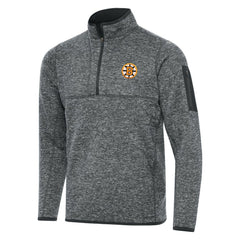Boston Bruins Antigua Fortune Quarter-Zip Pullover Jacket - Heather Black - NHL