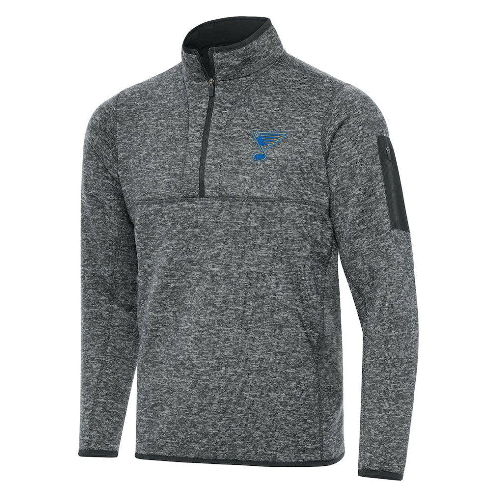 St. Louis Blues Antigua Fortune Quarter-Zip Pullover Jacket - Heather Gray - NHL