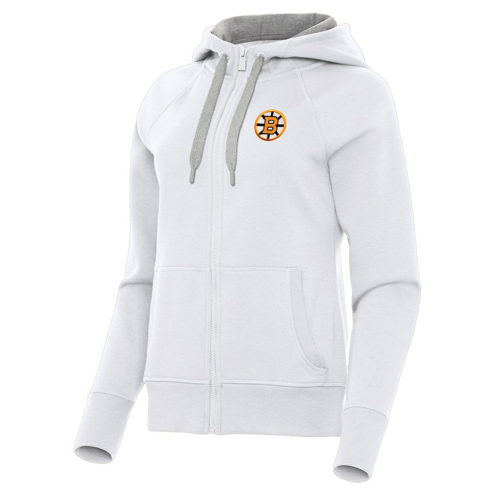 Boston Bruins Antigua Women's Victory Full-Zip Hoodie - White - NHL