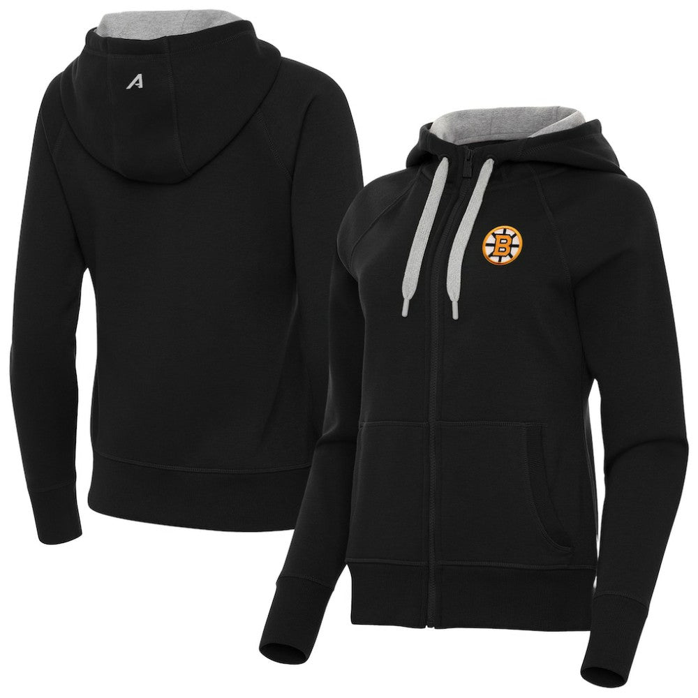 Boston Bruins Antigua Women's Victory Full-Zip Hoodie - Black - NHL