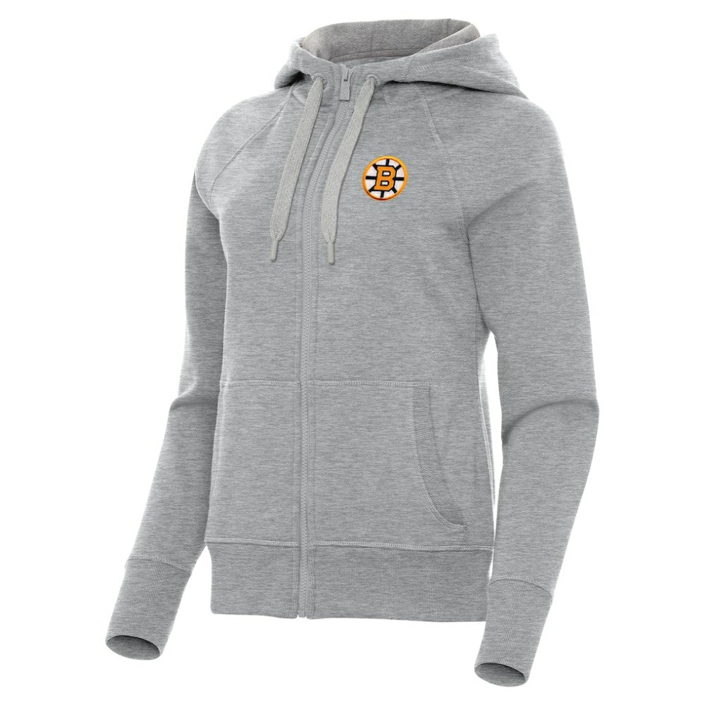 Boston Bruins Antigua Women's Victory Full-Zip Hoodie - Heather Gray - NHL