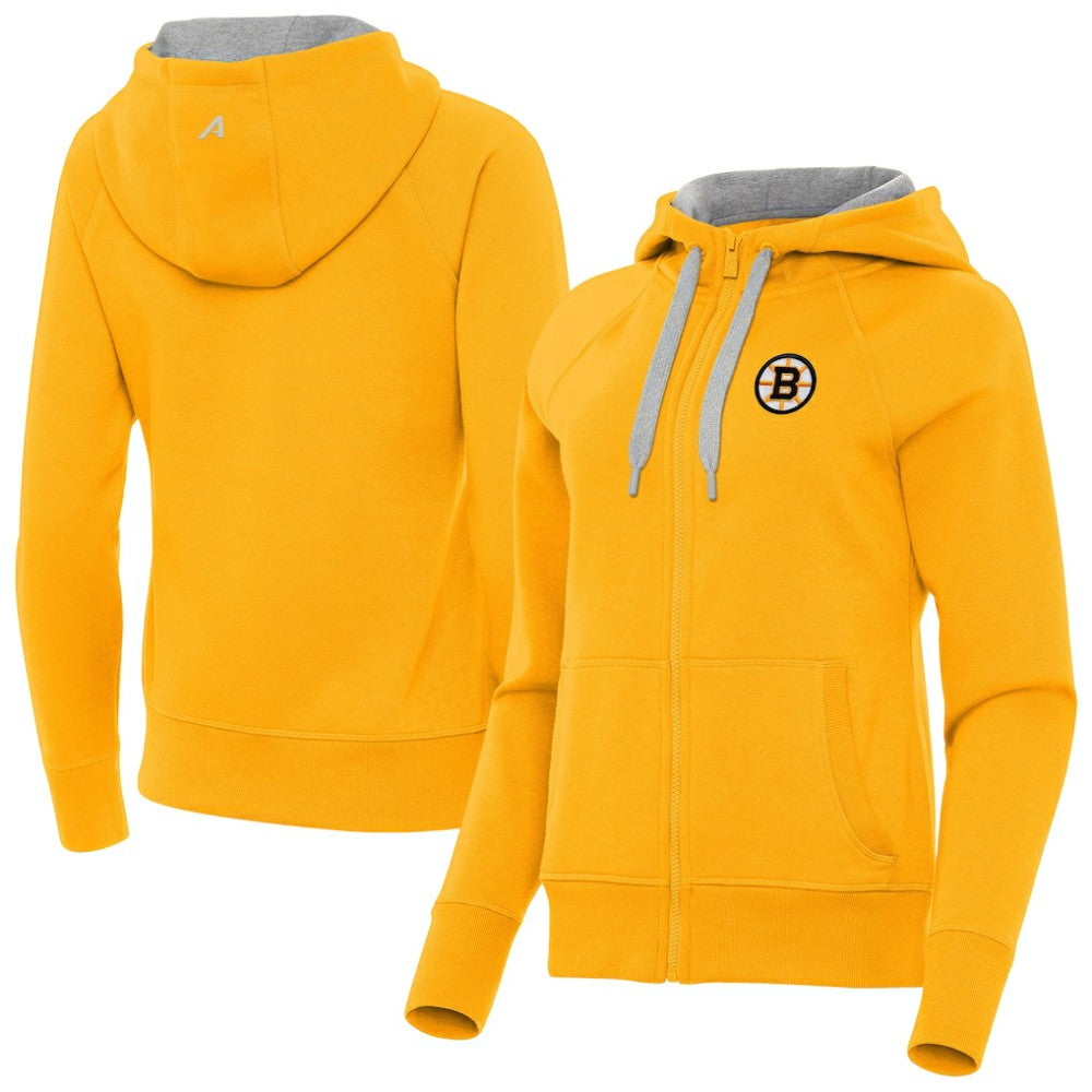 Boston Bruins Antigua Women's Victory Full-Zip Hoodie - Gold - NHL