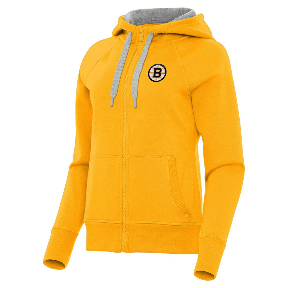 Boston Bruins Antigua Women's Victory Full-Zip Hoodie - Gold - NHL