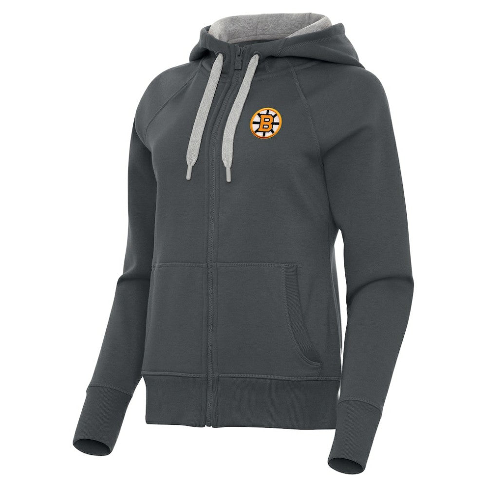 Boston Bruins Antigua Women's Victory Full-Zip Hoodie - Charcoal - NHL