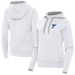 St. Louis Blues Antigua Women's Victory Full-Zip Hoodie - White - NHL