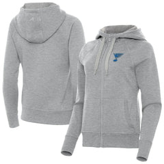 St. Louis Blues Antigua Women's Victory Full-Zip Hoodie - Heather Gray - NHL