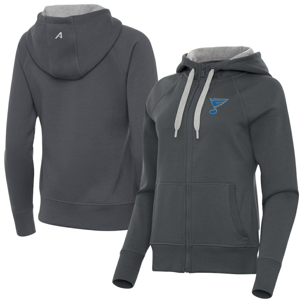 St. Louis Blues Antigua Women's Victory Full-Zip Hoodie - Charcoal - NHL