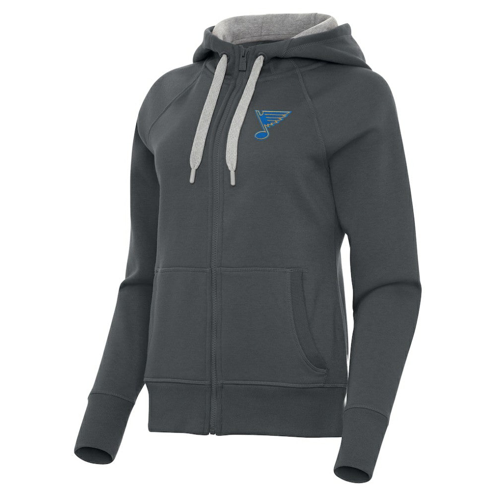St. Louis Blues Antigua Women's Victory Full-Zip Hoodie - Charcoal - NHL