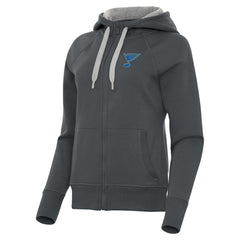 St. Louis Blues Antigua Women's Victory Full-Zip Hoodie - Charcoal - NHL