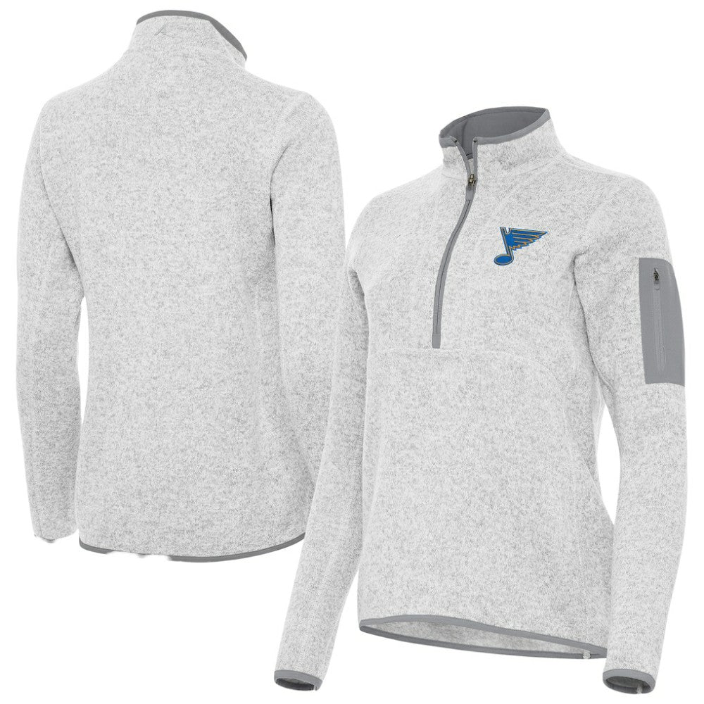 St. Louis Blues Antigua Women's Fortune Half-Zip Pullover - Heather Gray - NHL
